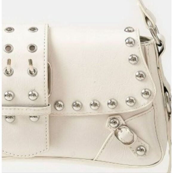 White Stud Trim Shoulder Bag - Picture 3 of 5